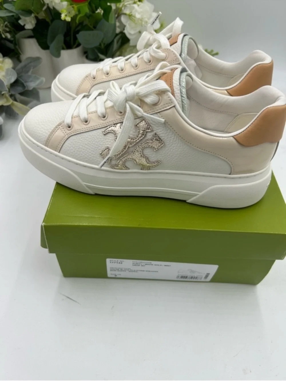 Women’s Tory Burch, color block signature leather platform sneakers size 9
